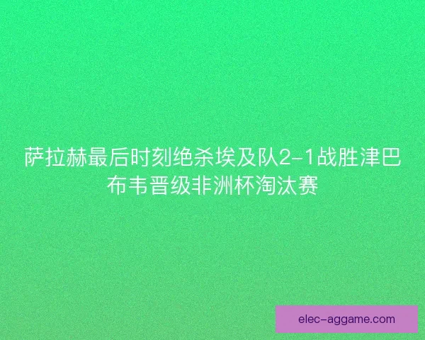 萨拉赫最后时刻绝杀埃及队2-1战胜津巴布韦晋级非洲杯淘汰赛